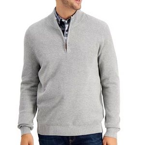 Mens quarter zip textured cotton sweater